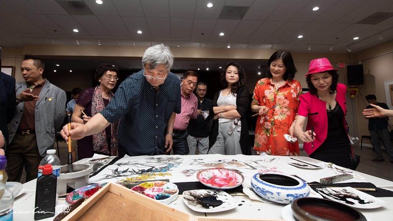 拉斯維加斯藝術家水墨畫聯展揭幕