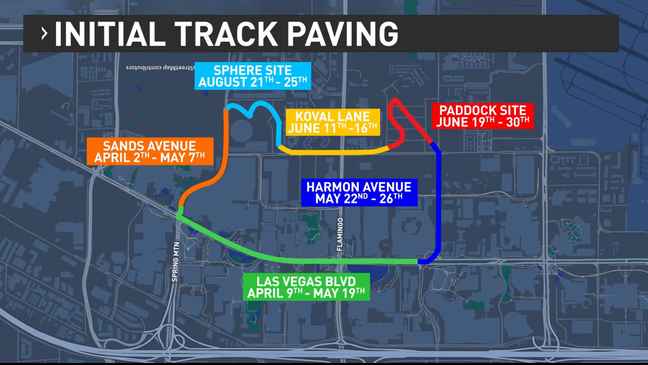 拉斯维加斯4月重铺F1赛道路面 多条道路封闭