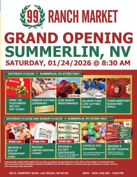 99大华超市Summerlin店1月24日盛大开幕
