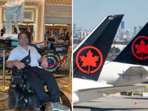 班机还没准备好轮椅 脑性麻痺乘客维加斯爬下飞机