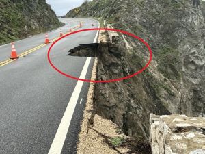 加州1號濱海公路山體滑坡嚴重受損 部份路段封閉
