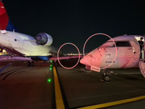 紐約拉瓜地亞機場飛機相撞 機頭機翼受損